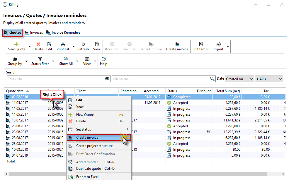 angebot_rechtsklick_rechnung_erzeugen